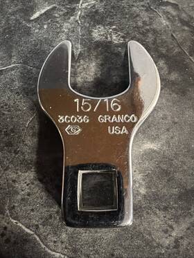 3c036 Granco 15/16 Crowfoot Wrench 1/2 Drive Made In Usa
