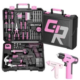 074212 Grenpro Pink Tool Set Drill 188pcs Kit For Home With Cordless Po