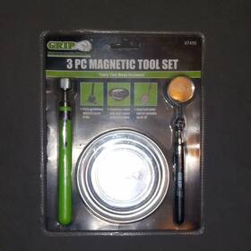 67455 Grip 3 Pc Magnetic Pickup Tool Set With Parts Tray And Inspection Mirror 67455 Grip 3 Pc Magnetic Pickup Tool Set With Parts Tray And Inspection Mirror
