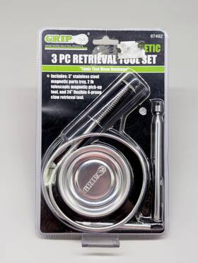 67492 Grip 3 Pc Magnetic Retrieval Tool Set - Parts Tray 2 Lb Pick Up
