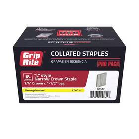Grip-rite 445056744769 1/4 Inch X 1-1/2 18-gauge Adhesive Collated Electrogalvanized L-style Narrow