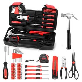Hangying 749029381379 39 Piece All Purpose Household Red Tool Kit Small Basic Home Set With To
