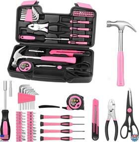 B0cqv7cqg9 Hangying 39-piece Pink Tool Kit For Women - Home Garage Office College Use