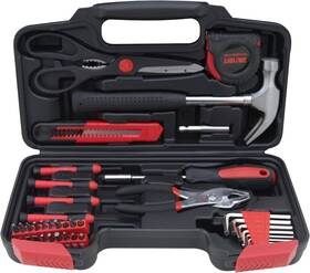 39pcs-red Hantinstom 39-piece Household Tools Kit Essential Home Repair Set With Plastic Toolbox Idea