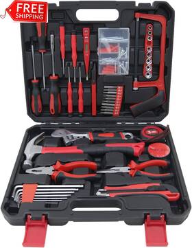 Hantinstom 744110580563 Household Tools Kit Essential Home Repair Set With Plastic Toolbox Ideal For Col
