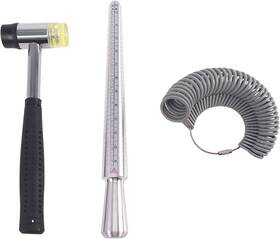 Head 612953947037 Ring Mandrel Sizer Set With Dual-head Jewelers Hammer And Size Gauge Tool