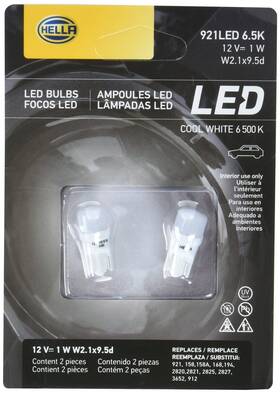 W2.1x9.5d Hella 760687167662 921led 6.5k Bulb Led 921 12v 1w 6500 Pair