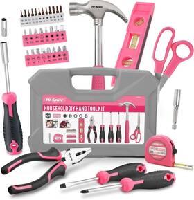 Hi-spec 884540161472 Hi-spec Pink Household Tool Kit With Toolbox Case Compact Diy Dorm Set