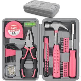 Hi-spec 945583100447 Tool Set 25pc Pink Household Diy Kit For Women. Small Mini
