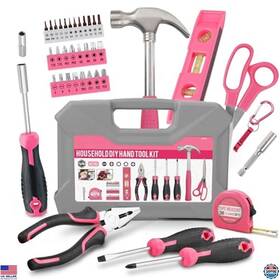 B07dqd1459 Hi-spec 42pc Pink Tool Box Set For Women - Home Office College Diy Screwdriver Kit
