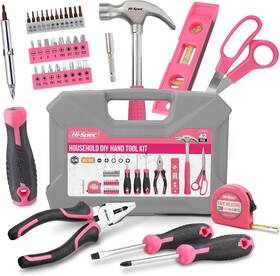 Dt30043pus Hi Spec 42pc Pink Household Diy Tool Set For Women. Home Office And College Dorm Small
