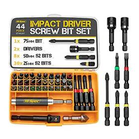 Dt40287-usa Hi-spec 43 Piece 1/4 Inch Hex Shank Impact Driver Screw Bits Set