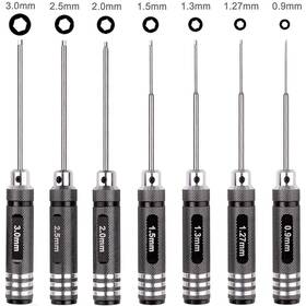 37-8448 Hobbypark 7pcs Hex Screw Driver Set Rc Tools Kit 0.9mm 1.27mm 1.3mm 1.5mm 2.0mm Black