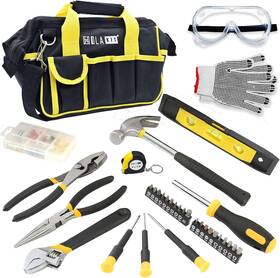 Hkjy01 Holakit House Tool Kit 64-piece Home Set With 18-pocket Bag And Shoul