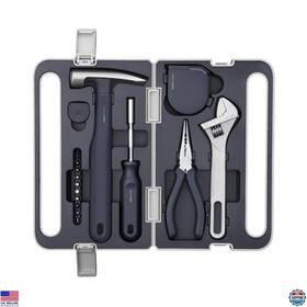B09xhtmrxh Hoto 16-piece Home Tool Kit With Storage Box - Screwdriver Wrench Hammer And More