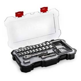 Husky 037103376411 1/4 Inch Drive Ratchet And Socket Set In Build-out Case 50-piece