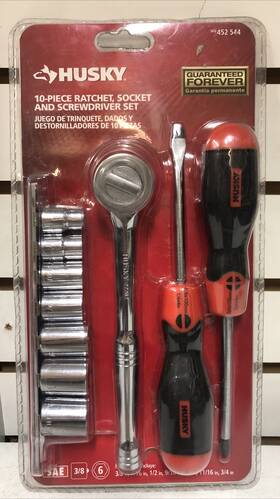 Husky 051655958109 10-piece Ratchet Socket And Screwdriver Set - 452 544