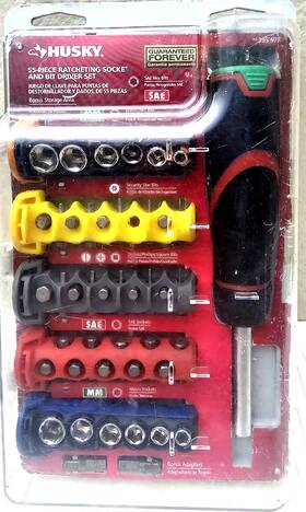 395977 Husky Multi-bit Ratcheting Screwdriver And Socket Set 55-piece Kit