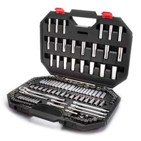 H144125mts Husky Mechanics Tool Set 125-piece 144-position 6-point Sockets Grip Case Chrome