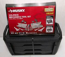 H235mtschest Husky 235 Piece Mechanics Tool Set 1/4 3/8 1/2 Inch Sae/mm New