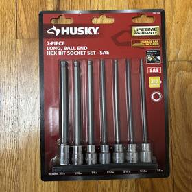 H3dsaelbbs7pcn Husky 3/8 Inch Drive Sae Long Ball Hex Bit Socket Set 7-piece