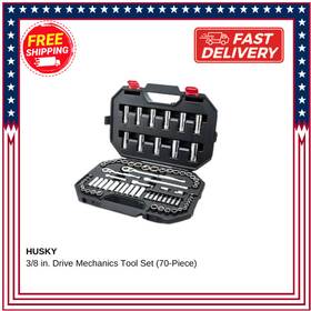 H70mts3d Husky Mechanics Tool Set 3/8 Inch Drive Chrome Alloy Steel Ratchet Socket 70 Pcs
