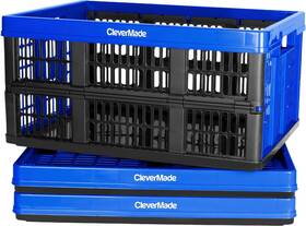 Hotc7218b12m Husky 3pk Collapsible Utility Crates - 45l Stackable Storage Bins