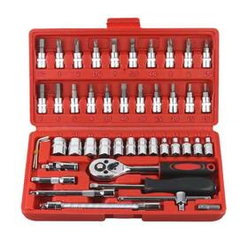 Tt-46 Hyhenlil 46-piece 1/4-inch Socket Set With Quick-release Ratchet Screwdriver Kit Ext