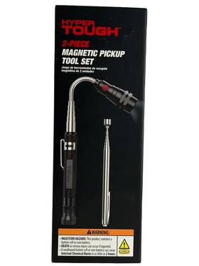 43862 Hyper Tough 2-piece Magnetic Pickup Tool Set Led Flashlight New
