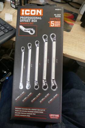 Wsobm-5 Icon Professional No-skip Sizing Offset Box 5 Pc Metric Wrench Set #b3