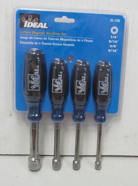 35-1296 Ideal 351296 4-pc Magnetic Nut Driver Set 1/4 5/16 3/8 9/16 #35-1296