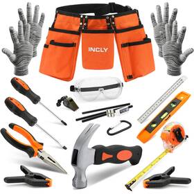 Nc0051 Incly 18pcs Kid Hand Tool Set Boy Builders With Real Tools Kids
