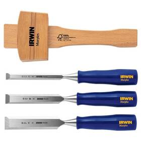 1788114 Irwin 038548993416 Chisel Set For Woodworking With Mallet 4-piece -