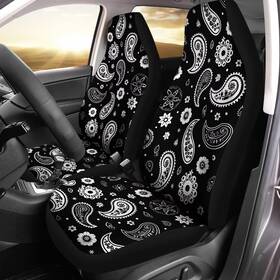 Bza113 Jodoolang Black Paisley Pattern 2 Piece Car Front Seat Covers Only Universal