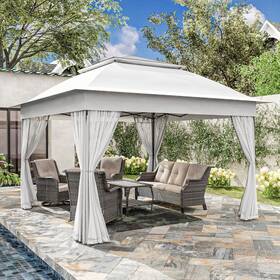 Joyside 724164014696 11 Ft. X White Steel Pop-up Gazebo With Mosquito Netting
