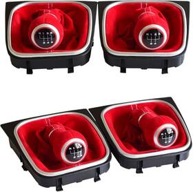 Kakulkomen 787823406058 5 Speed Car Gear Shift Knob Gaitor Boot Red Suede Leather Dustproof Cover For