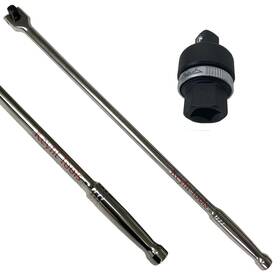 Keyfit Tools 654329986332 Breaker Bar 1/2 Drive 24 Long And Inch Ratchet Adapter 2pc Set Prem