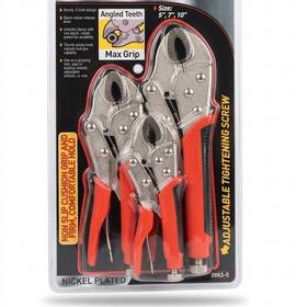 King 0063-0 3-piece Locking Pliers Set 5 7 10 In Nickel Plated Red Handles