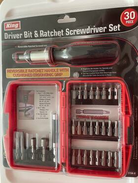 3158-0 King 30-piece Driver Bit And Ratchet Screwdriver Set Chrome Vanadium