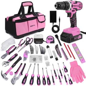 Kingtool 673658099872 267-piece Set - Pink Tool With 21v Crodless Power