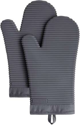 O2013117tdka Kitchenaid Ribbed Soft Silicone Oven Mitt Set Charcoal Grey 2 Count 7.5 Inch X13