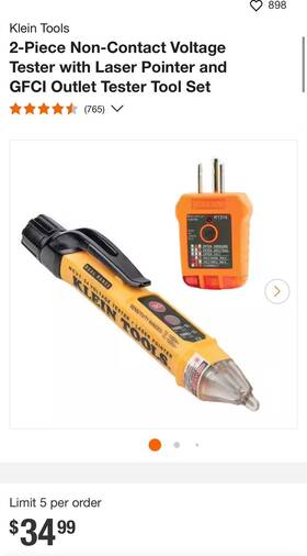 1001598915 Klein Tools 2-piece Non-contact Voltage Tester With Laser Pointer And Gfci Outlet