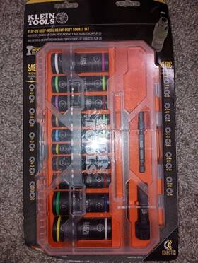 Flip-10 Klein Tools 65619 New Knect Heavy Duty Flip Impact Socket Set Metric