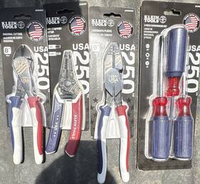 J2000-28-250 Klein Tools 250th Anniversary 8-piece Hand Tool Set Red White Blue Sae