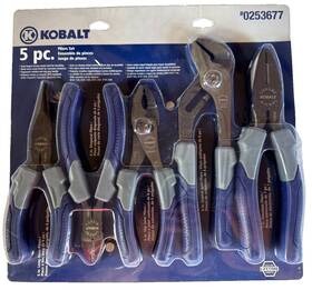 0253677 Kobalt 5 Pc Pliers Set - Black Micro-nickel Finish New #0253677