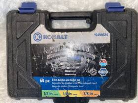 198924 Kobalt 64 -piece Standard Sae And Metric Chrome Mechanics Tool Set
