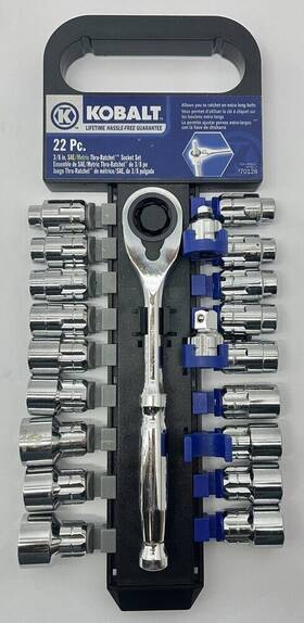 70128 Kobalt Thru-ratchet 21pc Metric And Sae Pass Through Socket Set