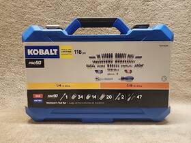 81675 Kobalt 118 Pc Standard Sae And Metric Chrome Mechanics Socket Set With Hard Case