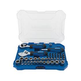 Mo53341 Kobalt 50-piece Sae And Metric Polished Chrome Stubby Mechanics Tool Set New