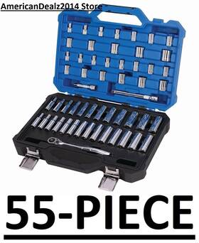 Mo53342 Kobalt 55-piece Standard Sae And Metric Polished Chrome Mechanics Tool Set New